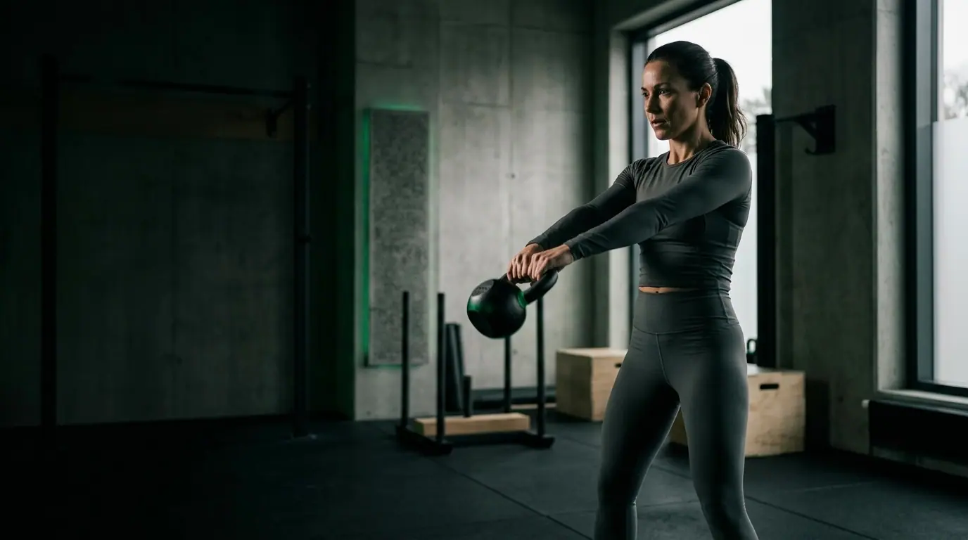 Frau beim Kettlebell-Training – Abnehmen mit Personal Training in Lübeck