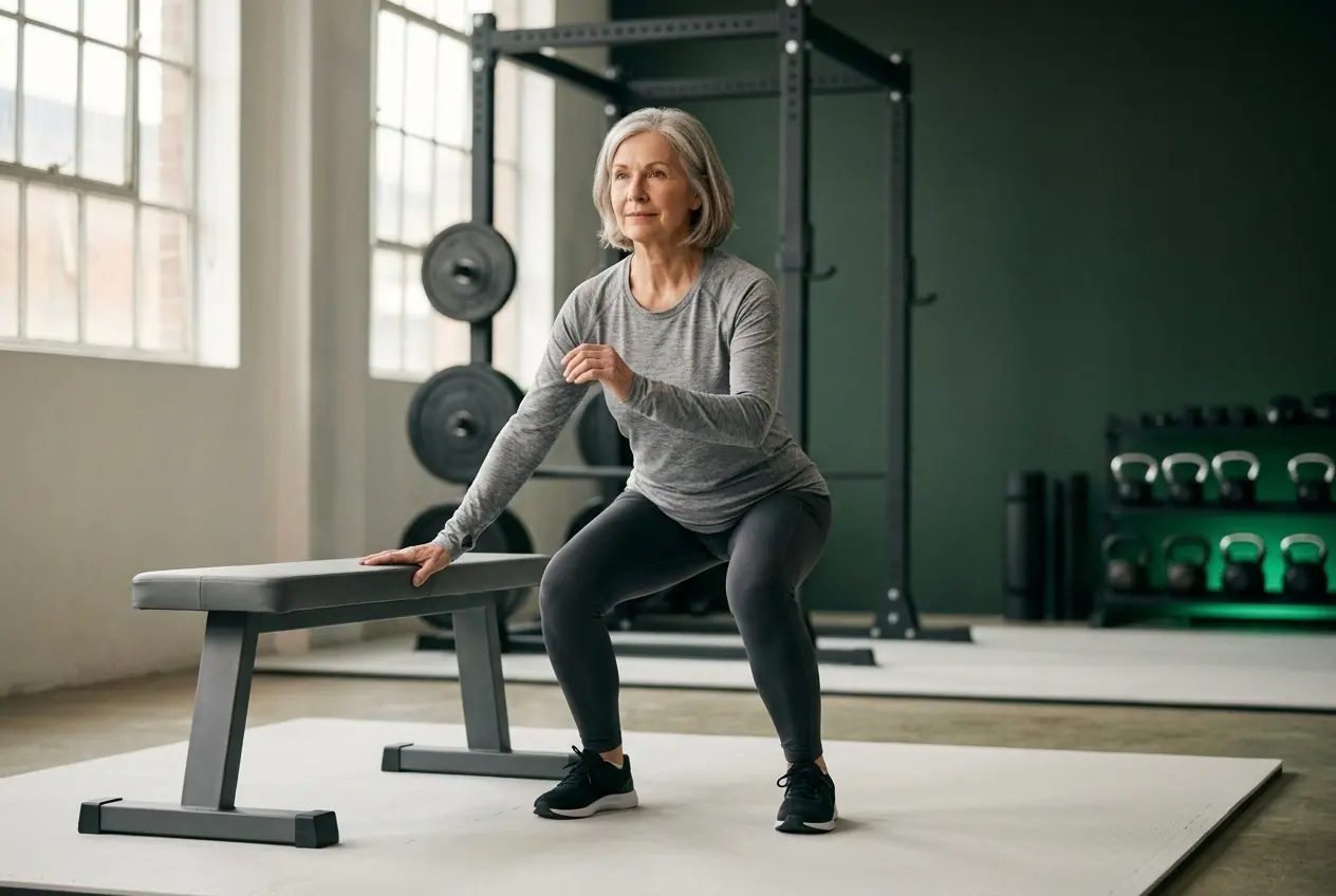 Seniorin beim Krafttraining im Studio in Lübeck